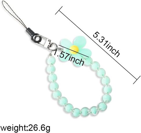 Cell Phone Chain Wrist Strap for Phone Case Keychain Pink Flower Beaded Phone Lanyard Wrist Strap Cell Phone Accessories Bracelet Wristlet Strap for Women Girls Birthday Graduation Gifts for Friends in Saudi Arabia