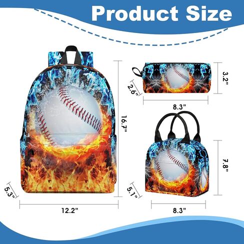 3PCS Backpack for Boys Girls Kids Soccer School Backpack Sets with Lunch Bag Pencil Case, 17 Inch Lightweight Bookpack 3 in 1 Set for Teens Elementary Middle HighSchool Students (Fire Soccer) in Saudi Arabia