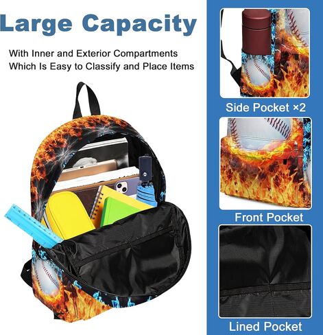 3PCS Backpack for Boys Girls Kids Soccer School Backpack Sets with Lunch Bag Pencil Case, 17 Inch Lightweight Bookpack 3 in 1 Set for Teens Elementary Middle HighSchool Students (Fire Soccer) in Saudi Arabia