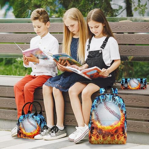 3PCS Backpack for Boys Girls Kids Soccer School Backpack Sets with Lunch Bag Pencil Case, 17 Inch Lightweight Bookpack 3 in 1 Set for Teens Elementary Middle HighSchool Students (Fire Soccer) in Saudi Arabia