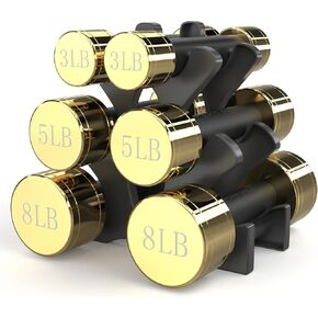 Round Dumbbell Sets 32LB Weight Set with Storage Rack Multiple Steel Handle Option Free Hand Weight