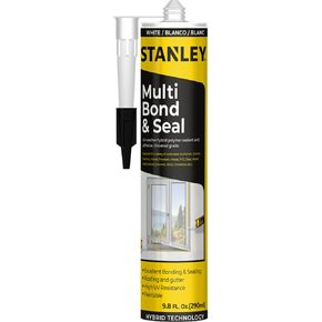 Stanley Hybrid Polymer Multi Bond & Seal -1x9.8 fl.oz. - Bonding and Sealing Caulk for Roofing and Gutter, Window and Door, Flexible, Eco-Friendly and Paintable Adhesives & Sealants, 1 Pack