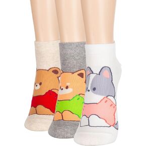 Cute and Fun Pattern Design Women's Cotton Blend Casual Crew Quarter Ankle Sneakers Socks