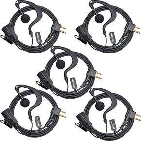 HYS 1 Wire G Shape Ear Hook CLS1110 CLS1410 Radio Earpiece with Mic, Walkie Talkie Headset for CP200D CP100D R2 CP185 BPR40 DTR700 DTR650 RDU4100 RMU2040 RMU2080D Motorola Two Way Radio
