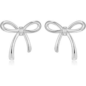 Gold Silver Bow Stud Earrings for Women Bow Jewelry Simple Earrings