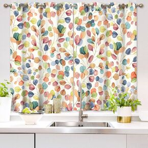 Blackout Curtains Floral 63 inch Length Colorful Window Curtains, Leaf Vintage Aesthetic Noise Reduction Curtains 2 Panel Set, Curtains for Bedroom Living Room, 104 Inch Wide (g515,63Inch)