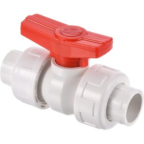 PATIKIL 20mm ID Double Union Ball Valve, 1 Pack PVC Socket Type Shut-off Valve Switch for Water Flow Control, White