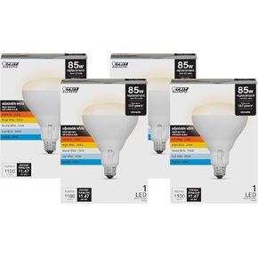 Feit Electric A19 LED Light Bulb, 60W Equivalent, 5CCT, Dimmable, E26 Medium Base, 80 CRI, 800 Lumens, Standard Light Bulb with Switch on Bulb, 22-Year Lifetime, OM60DM/5CCT/4, 4 Pack