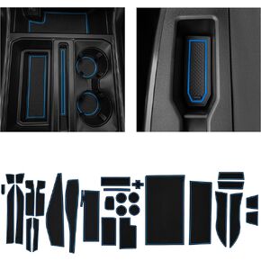 CupHolderHero fits Ford F150 Accessories 2021-2023 Premium Custom Interior Non-Slip Anti Dust Cup Holder Inserts, Center Console Mats, Door Pocket Liners 34pc Set (Bucket SuperCab) (Blue Trim) in Kuwait