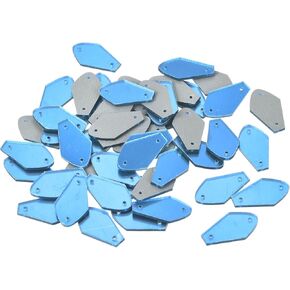 MECCANIXITY 50pcs Sew on Acrylic Irregular Mirror Piece Flat Back DIY Mirrored Rhinestones Mirror Beads for Evening Dresses Cloth Garment Black 25x15mm