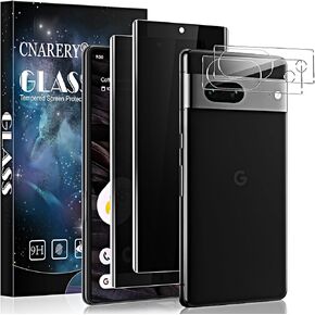 2+2 Pack Privacy Screen Protector for Google Pixel 7a, Privacy Tempered Glass Screen Protector and Camera Lens Protector [Don’t Support Fingerprint Unlock]