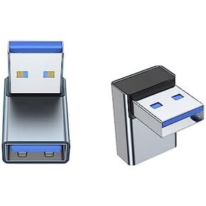 USB 3.0 Adapter, 90 Degree Right Angle Design, Supports 5Gbps Data Transfer Speed, 15W Fast Charging, Compatible with Laptop, Speaker, Keyboard, USB Hub, Mouse, Hard Drive