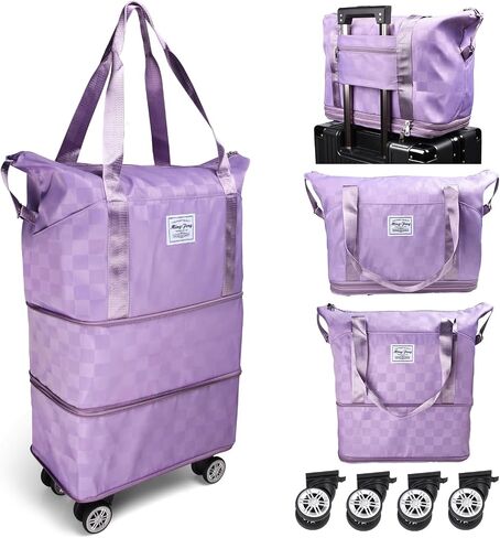 حقائب سفر مع عجلات، حقيبة أمتعة قابلة للتوسيع وقابلة للطي، حقيبة دفل قابلة للفصل مع عجلات، حقيبة كبيرة من القماش الخشن، حقيبة سفر دوارة قابلة للطي للرجال والنساء أثناء السفر أو العمل in Saudi Arabia