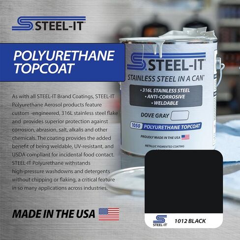 Steel-It 1012Q Polyurethane Topcoat, Weldable, Superior Anticorrosion Coating - Black (1 Quart) in Saudi Arabia