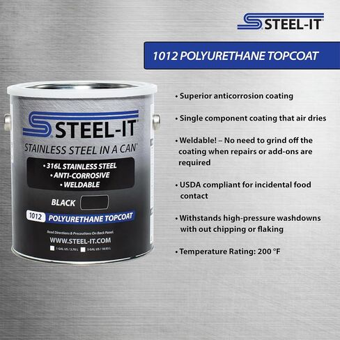 Steel-It 1012Q Polyurethane Topcoat, Weldable, Superior Anticorrosion Coating - Black (1 Quart) in Saudi Arabia