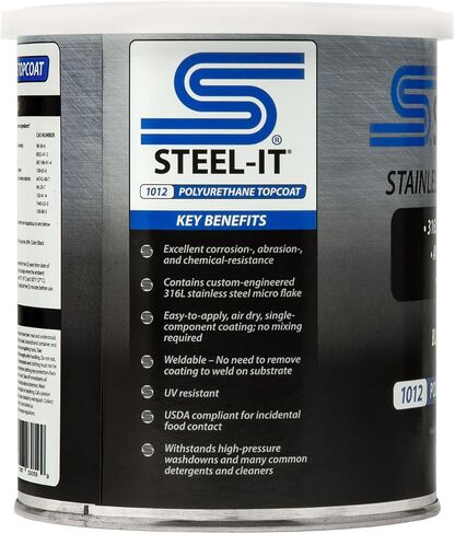 Steel-It 1012Q Polyurethane Topcoat, Weldable, Superior Anticorrosion Coating - Black (1 Quart) in Saudi Arabia