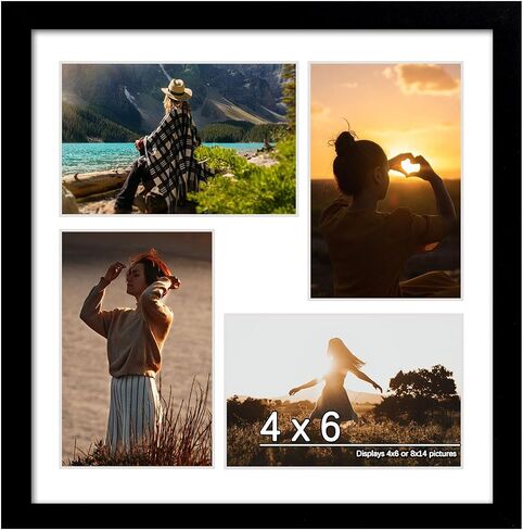 15x17 Picture Frame, 4x6 Collage Picture Frame, Displays Seven 4x6 inch Photos, or 15x17 (Without Mat) for Available Horizontal Wall Mounting Display and Vertical, Black. in Saudi Arabia