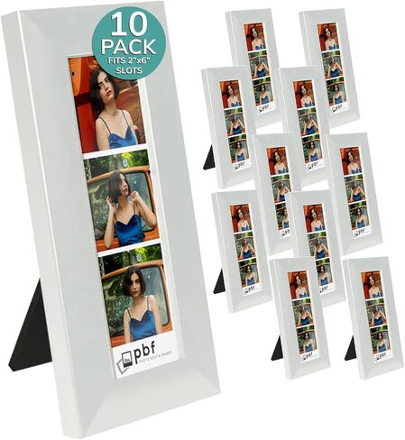 pbf PHOTO BOOTH FRAMES 2x6 Photo Strip Frame | 2 x 6 Photo Booth Strip Frame with Stand | Picture Frame for Photo Booth Strip | Premium Designer Photobooth Frame (White) in Saudi Arabia