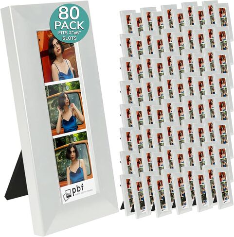 pbf PHOTO BOOTH FRAMES 2x6 Photo Strip Frame | 2 x 6 Photo Booth Strip Frame with Stand | Picture Frame for Photo Booth Strip | Premium Designer Photobooth Frame (White) in Saudi Arabia