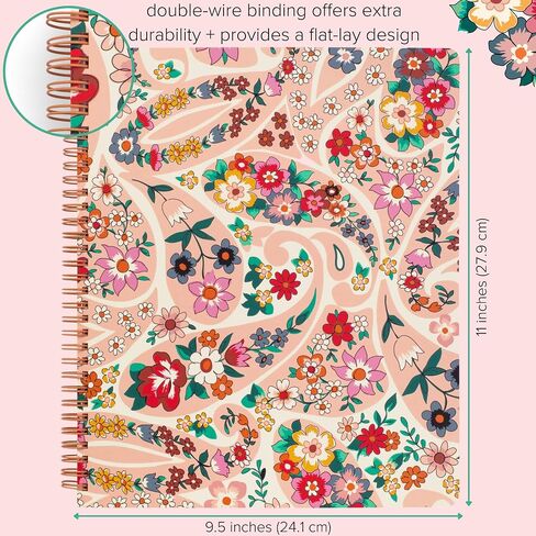 Vera Bradley Large Spiral Notebook, College Ruled Paper, 11" x 9.5" with Pocket and 160 Lined Pages, Rain Forest Canopy Pink in Saudi Arabia