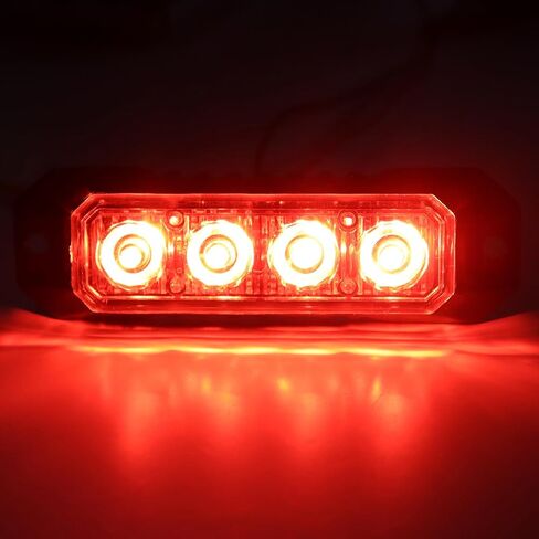 4 قطع أضواء ستروب للشاحنات، أضواء الطوارئ للمركبات الأضواء الوامضة، 4 مصابيح LED ستروب رأس ضوء الشبكة، لمركبات شاحنات الشرطة لرجال الإطفاء (الأحمر والأزرق) in Saudi Arabia