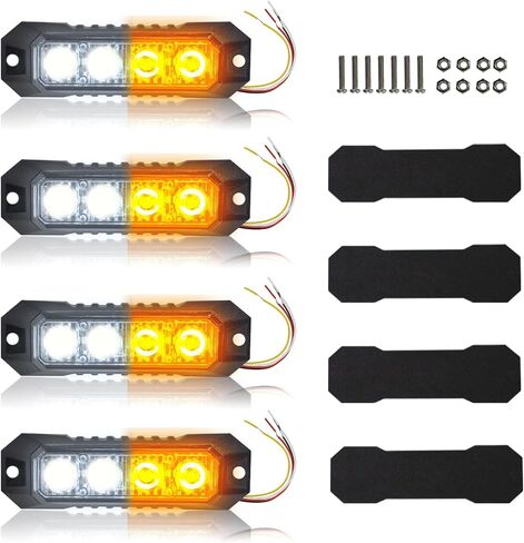 4 قطع أضواء ستروب للشاحنات، أضواء الطوارئ للمركبات الأضواء الوامضة، 4 مصابيح LED ستروب رأس ضوء الشبكة، لمركبات شاحنات الشرطة لرجال الإطفاء (الأحمر والأزرق) in Saudi Arabia