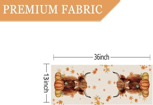 مفرش طاولة الخريف، فرع القيقب البقري، فرع الخيش، مفارش طاولة الخريف، مزرعة المطبخ، طاولة الطعام، ديكورات داخلية وخارجية، مقاس 13 × 72 بوصة in Kuwait