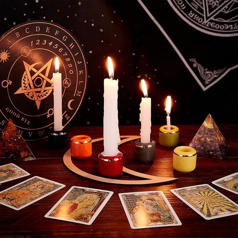 AHANDMAKER 10 Pieces Ceramic Candle Holder Gold Porcelain Chime Candle Holder for Taper, Rituals, Spells, Vigil, Altar, Wiccan Supplies & More 0.7 Inches in Diameter in Saudi Arabia
