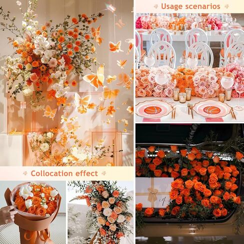 Alecono 𝟮𝟬𝙋𝙘𝙨 Fake Roses, 4in 𝘽𝙞𝙜 𝗩𝗲𝗹𝘃𝗲𝘁 Flower Head Champagne Roses Artificial Flowers with Stems for Wedding Decorations, Fake Roses Bouquet for DIY Home Party Decor in Kuwait