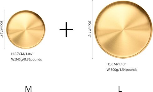 i-lan 2 Pack Gold Tray Decorative with 1" Raised Lip, 12, 5 Inch Metal Serving Platter Tray, Golden Rolling Plates Tray for Catch All Dish, Candle Holder, Entryway Bowl, Perfume Organizer, S, L in Saudi Arabia