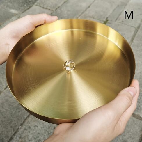 i-lan 2 Pack Gold Tray Decorative with 1" Raised Lip, 12, 5 Inch Metal Serving Platter Tray, Golden Rolling Plates Tray for Catch All Dish, Candle Holder, Entryway Bowl, Perfume Organizer, S, L in Saudi Arabia