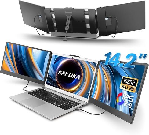 موسع شاشة الكمبيوتر المحمول، شاشة محمولة 14 بوصة FHD 1080P IPS لأجهزة الكمبيوتر المحمول 13.3 بوصة - 17 بوصة، موسع شاشة الكمبيوتر المحمول HDMI/USB-A/Type-C مع مسند، التوصيل والتشغيل لأجهزة Mac/Wins/Android/Switch in Saudi Arabia