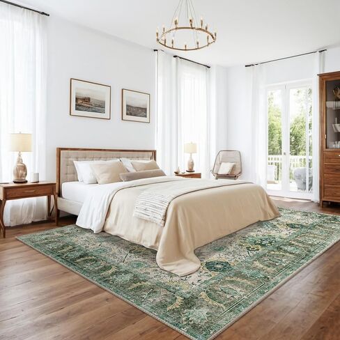 سجاد منطقة بوهو 6x9 قابل للغسل 6x9 سجادة منخفضة الوبر غير قابلة للتساقط سجاد منطقة المرور العالية لغرفة المعيشة وغرفة النوم والمطبخ وغرفة الطعام والمدخل الداخلي باللون الوردي in Kuwait