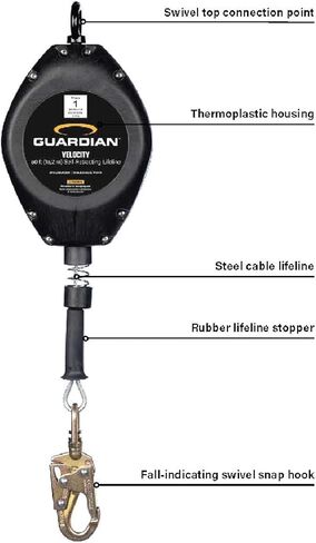 Guardian Fall Protection 42000 Velocity Cable SRL – 16 ft. Self Retracting Lifeline with Carabiner & Connector in Saudi Arabia