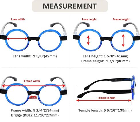 نظارات قراءة دائرية من Eyekepper للنساء نظارات ريترو ريدر - أحمر +1.25 in Saudi Arabia