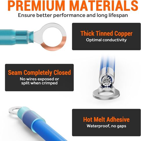 560PCS Heat Shrink Wire Connectors, Waterproof Automotive Marine Electrical Terminals Kit, Crimp Insulated Ring Fork Spade Butt Splice in Saudi Arabia