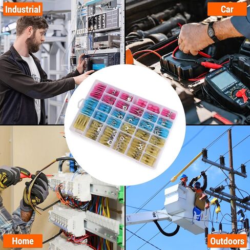 560PCS Heat Shrink Wire Connectors, Waterproof Automotive Marine Electrical Terminals Kit, Crimp Insulated Ring Fork Spade Butt Splice in Saudi Arabia