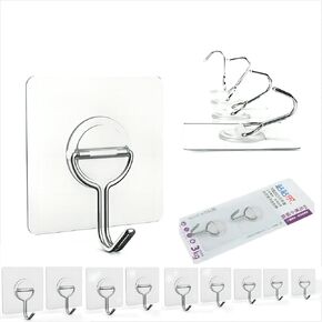 Heavy Duty Wall Hooks,Shower Hooks for Inside Shower, Wall Hooks Adhesive Kitchen Utility Hooks,No Holes Hooks 10 Sticky Hooks(10)