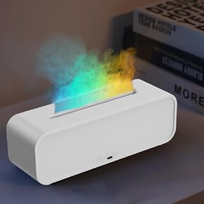 Colorful Flame Air Aroma Diffuser Humidifier, Dynamic Fire Flame Sound Pickup Aromatherapy Diffuser for Home Office Room(Remote, Timer & Auto-Off, 150ml)-Black