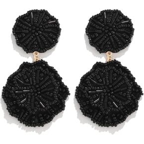 Statement Beaded Drop Earrings for Women Layered Bead Dangle Earrings