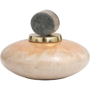 Deco 79 Glass Geometric Decorative Decorative Jars Ombre Decorative Container with Peach Accents and Gray Marble Top, Decorative Keepsake Box 10" x 10" x 7", Beige