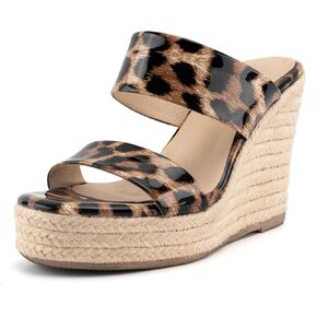 VARECOLA Women Clear Straps Espadrille Platform Wedge Heel Sandals Slide Open Toe Slip On Mule Summer Beach Sandals