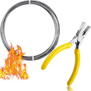 Mudder 30 Feet High Temp Wire Nichrome Heat Resistant Metal Wire 17 Gauge with a Mini Plier Craft General Purpose Support Wire for DIY Jewelry Making