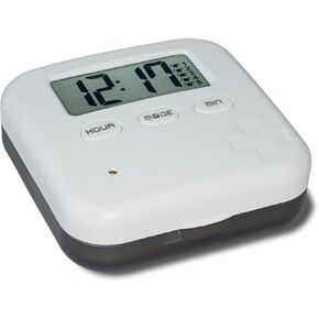 Portable Pill Organizer with Sound Flashing Light and Vibration Alarm, Weekly Pill Dispenser, Countdown Timer, Pill Box with Rechargeable Battery, Large Capacity Medicine Organizer - Gray