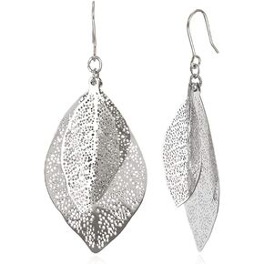 Hypoallergenic Layered Glittering Leaves Bohemian Statement Dangle Drop Earrings - Fashion jewelry Boho Style Collection