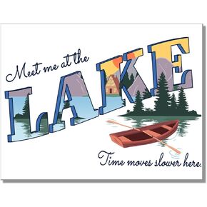 Desperate Enterprises Meet Me At the Lake Tin Sign - Metal Lake Signs - Nostalgic Vintage Metal Signs - Made in the USA