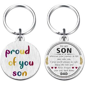 Drive Safe Son Keychain - Proud Of You Son Gifts from Mom Dad - Son Graduation Birthday Christmas Keepsake