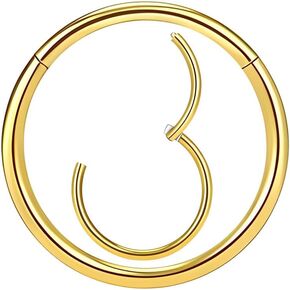 PIERCINGBOY Nose rings hoops septum rings gold nose ring surgical steel nose ring nose piercing jewelry gold hoop earrings nose piercings 18G 16G Diameter 6mm to 12mm Black with crystals