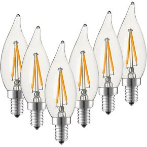 Dimmable LED Candelabra Bulb 25W Equivalent E12 LED Bulb 2700K Soft Warm White, Chandelier Light Bulbs, 2W 200LM Flame Tip CA10 Candle Light Bulb 24 Pack e12 Bulb.