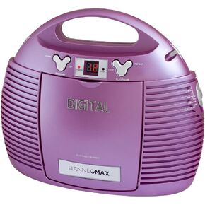 مشغل أقراص مضغوطة محمول HANNLOMAX HX-327CD مع راديو AM/FM، مدخل Aux-in، مصدر طاقة مزدوج AC/DC. (أسود)